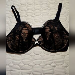 Soma Black Lace Lightly Lined Plunge Underwire Bra